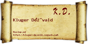 Kluger Dévald névjegykártya
